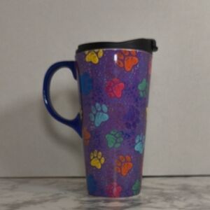 Colorful Paw Print Travel Mug